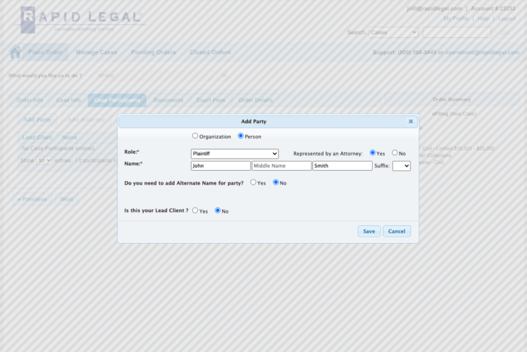 eFiling Add party Current Workflow eFiling Add party Current Workflow