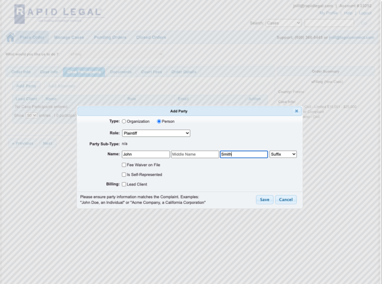 eFiling Add party New Workflow eFiling Add party New Workflow