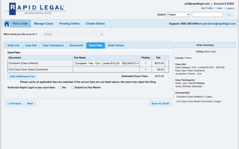 eFiling Court Fees Current Workflow eFiling Court Fees Current Workflow