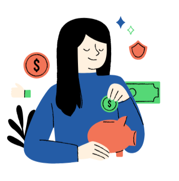 Woman saving cash